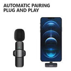 K8 Wireless Collar Mic Lighting Android & Type C Supported Wireless Microphone